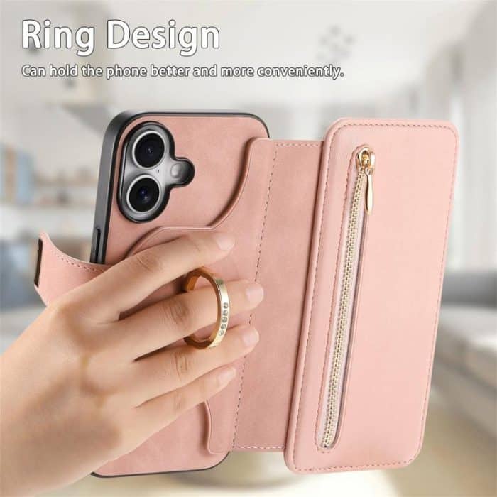 Ring Zipper Wallet RFID Blocking MagSafe Leather Phone Case, For iPhone 16, For iPhone 15 Pro Max, For iPhone 15 Pro – Bild 7
