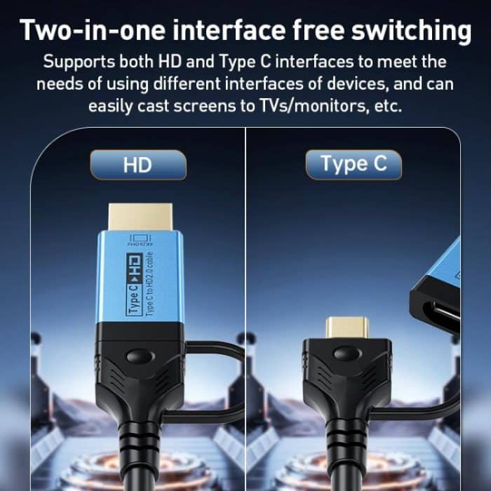 YCE-V292 2-in-1-Adapterkabel Typ C auf Typ C und HDMI 2.0 – Bild 5