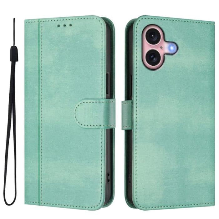 Line Splicing Buckle Retro Leather Phone Case, For iPhone 16 Plus, For iPhone 16, For iPhone 15 Pro Max – Bild 2