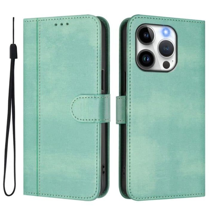 Line Splicing Buckle Retro Leather Phone Case, For iPhone 15 Pro, For iPhone 15 Plus, For iPhone 15 – Bild 2