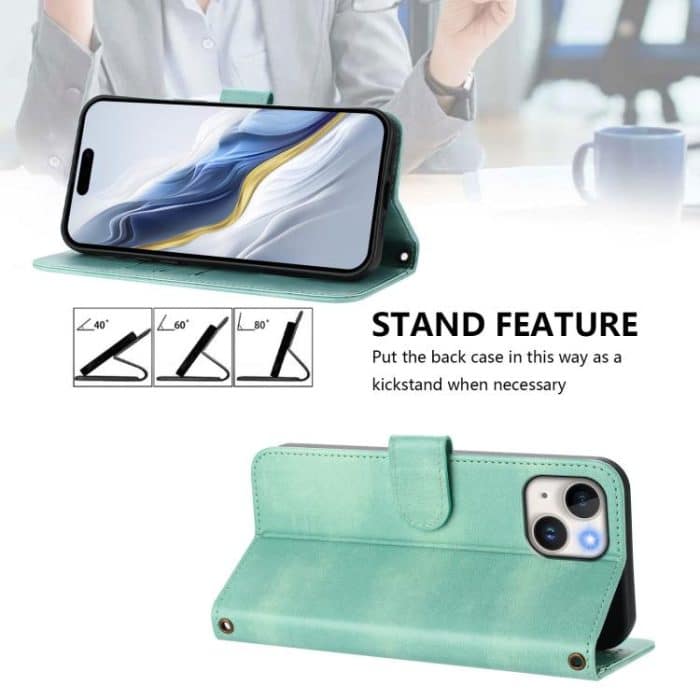 Line Splicing Buckle Retro Leather Phone Case, For iPhone 14 Plus, For iPhone 14 / 13, For iPhone 14 Pro – Bild 4