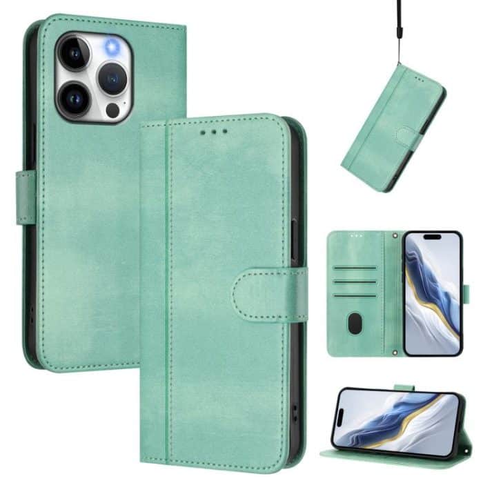 Line Splicing Buckle Retro Leather Phone Case, For iPhone 13 Pro, For iPhone 13 mini, For iPhone 12 / 12 Pro – Bild 1