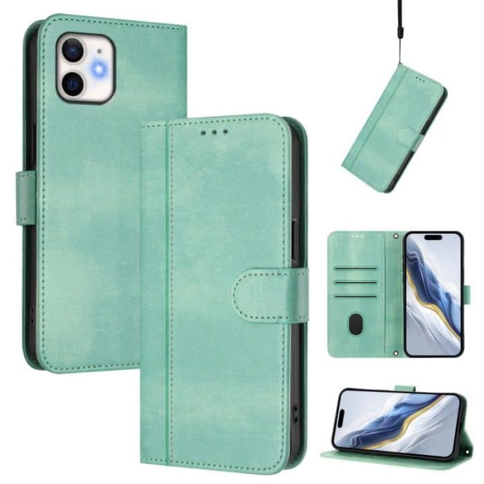 Line Splicing Buckle Retro Leather Phone Case, For iPhone 11, For iPhone 11 Pro, For iPhone X / XS – Bild 1