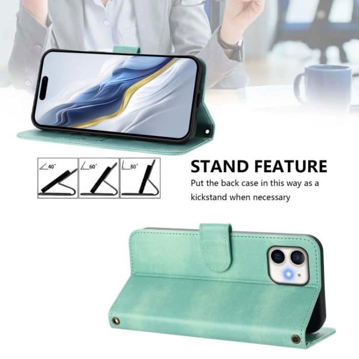 Line Splicing Buckle Retro Leather Phone Case, For iPhone 11, For iPhone 11 Pro, For iPhone X / XS – Bild 4