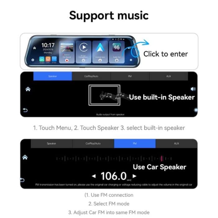Yesido KM24 9.66 inch HD Image Reversing Assist CarPlay Streaming Rearview Mirror Dash Cam, KM24 – Bild 11