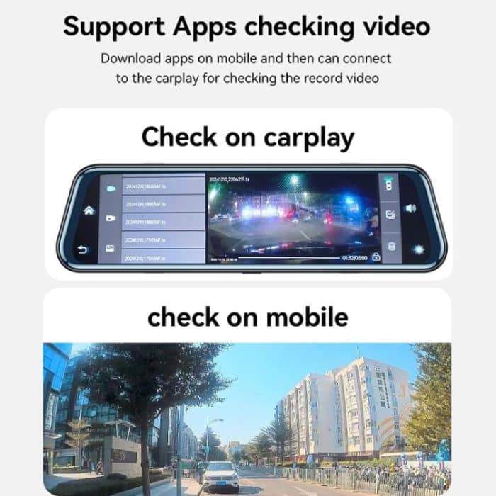 Yesido KM24 9.66 inch HD Image Reversing Assist CarPlay Streaming Rearview Mirror Dash Cam, KM24 – Bild 12
