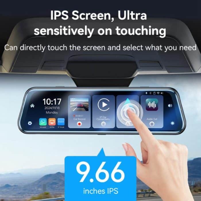 Yesido KM24 9.66 inch HD Image Reversing Assist CarPlay Streaming Rearview Mirror Dash Cam, KM24 – Bild 4