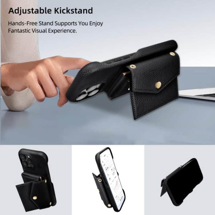 Litchi Texture Horizontal Card Bag Holder Phone Case with Long Lanyard, For iPhone 16 Pro Max, For iPhone 16 Pro, For iPhone 16 Plus, For iPhone 16 – Bild 4