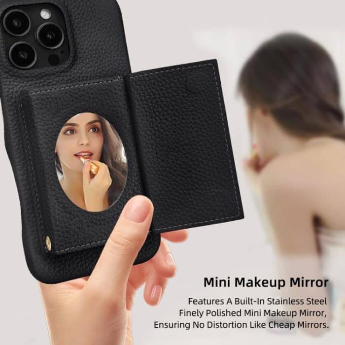 Litchi Texture Horizontal Card Bag Holder Phone Case with Long Lanyard, For iPhone 16 Pro Max, For iPhone 16 Pro, For iPhone 16 Plus, For iPhone 16 – Bild 6