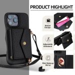 Litchi Texture Horizontal Card Bag Holder Phone Case with Long Lanyard, For iPhone 15 Pro Max, For iPhone 15 Pro, For iPhone 15 Plus, For iPhone 15 – Bild 2