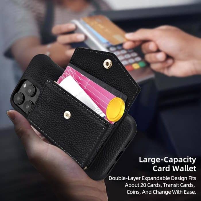 Litchi Texture Horizontal Card Bag Holder Phone Case with Long Lanyard, For iPhone 15 Pro Max, For iPhone 15 Pro, For iPhone 15 Plus, For iPhone 15 – Bild 5