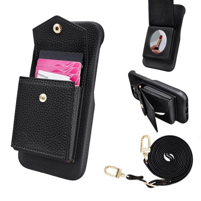 EDA007882401A.jpg Litchi Texture Vertical Card Bag Holder Phone Case with Long Lanyard, For iPhone 16 Pro Max, For iPhone 16 Pro, For iPhone 16 Plus, For iPhone 16 – Bild 1