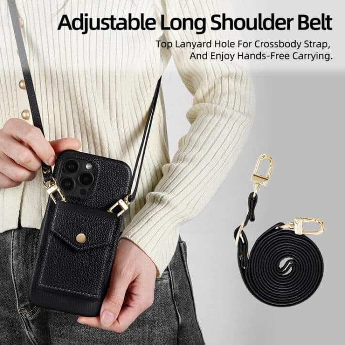 Litchi Texture Vertical Card Bag Holder Phone Case with Long Lanyard, For iPhone 15 Pro Max, For iPhone 15 Pro, For iPhone 15 Plus, For iPhone 15 – Bild 7