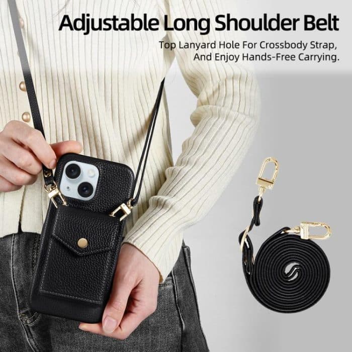 Litchi Texture Vertical Card Bag Holder Phone Case with Long Lanyard, For iPhone 14 Plus, For iPhone 14 / 13, For iPhone 14 Pro, For iPhone 14 Pro Max – Bild 7