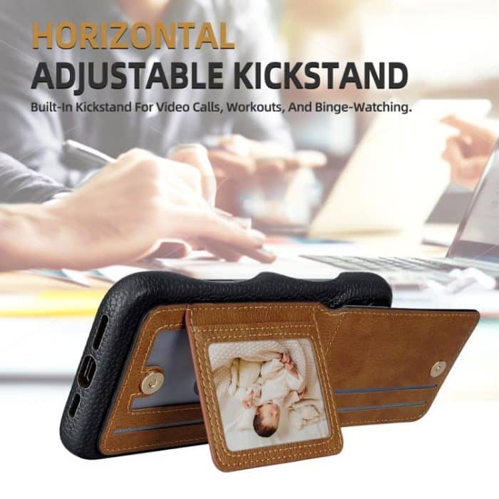 Litchi Texture Leather Ring Card Bag Holder Phone Case, For iPhone 16 Pro Max, For iPhone 16 Pro, For iPhone 16 Plus, For iPhone 16 – Bild 7