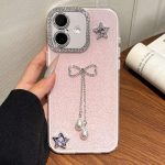 Solid Color Glitter Powder Rhinestone Tassel Phone Case, For iPhone 16, For iPhone 15 Pro Max, For iPhone 15 Pro