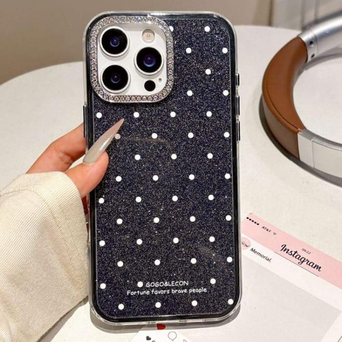 EDA007906801A.jpg Glitter Powder Dots Pattern Rhinestone Large Hole Phone Case, For iPhone 16 Pro Max, For iPhone 16 Pro, For iPhone 16 Plus – Bild 1