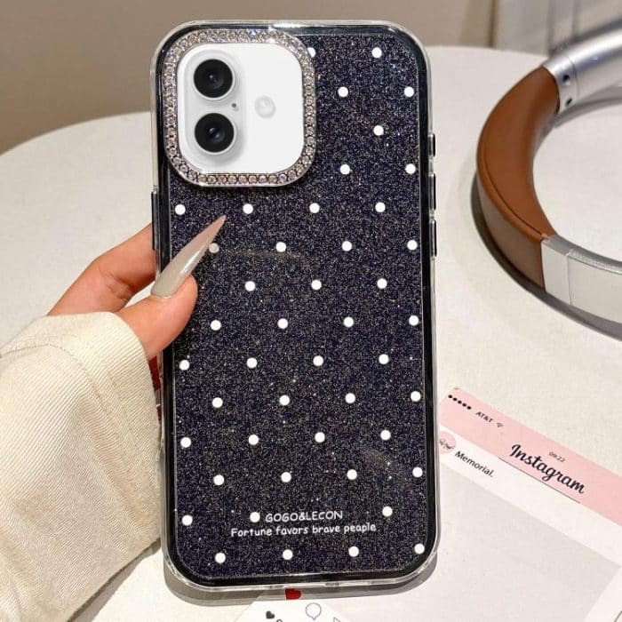 Glitter Powder Dots Pattern Rhinestone Large Hole Phone Case, For iPhone 16, For iPhone 15 Pro Max, For iPhone 15 Pro – Bild 1