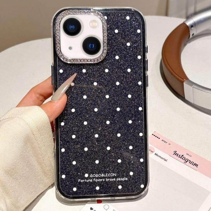 Glitter Powder Dots Pattern Rhinestone Large Hole Phone Case, For iPhone 14 / 13, For iPhone 12 / 12 Pro, For iPhone 12 Pro Max – Bild 1