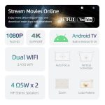 AUN AKEY9S 1080P 1000ANSI Autofocus WIFI Display Smart Projector, US Plug, UK Plug, AU Plug, EU Plug – Bild 4