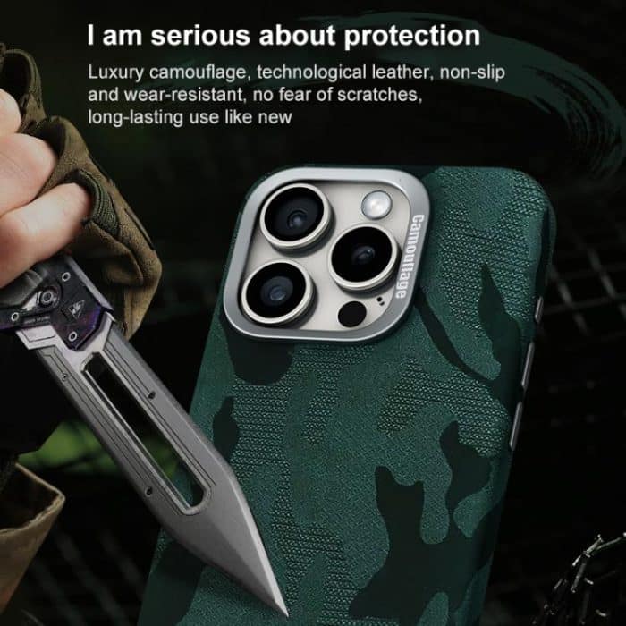 Camouflage Leather Metal Frame MagSafe PC Phone Case, For iPhone 13 Pro Max, For iPhone 13 Pro, For iPhone 13, For iPhone 12 / 12 Pro – Bild 3
