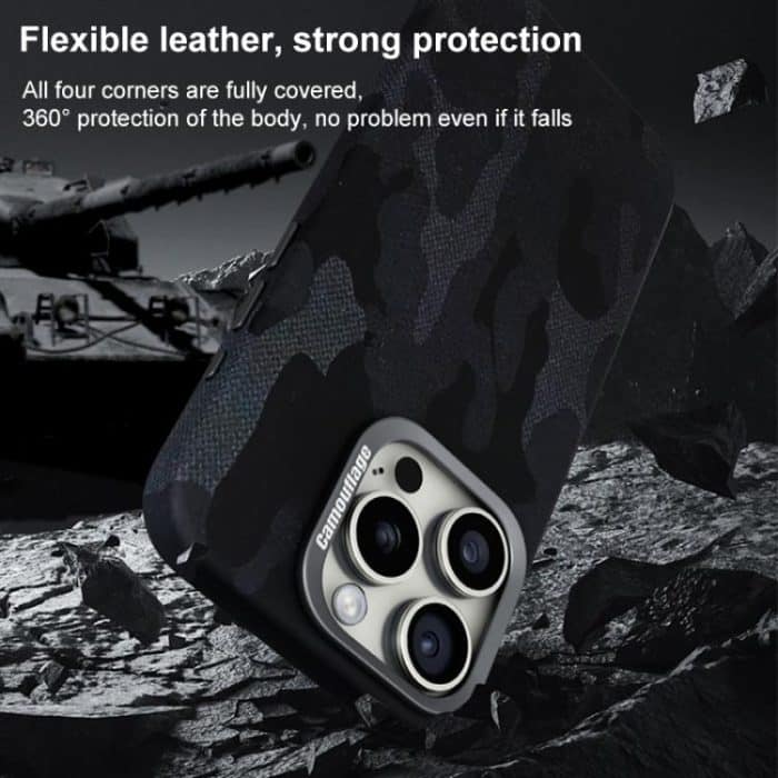 Camouflage Leather Metal Frame MagSafe PC Phone Case, For iPhone 15 Pro Max, For iPhone 15 Pro, For iPhone 15 Plus, For iPhone 15 – Bild 7