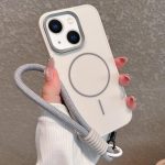 Metal Diamond Texture Lens Frame MagSafe Phone Case with Lanyard, For iPhone 14 Plus, For iPhone 14, For iPhone 14 Pro, For iPhone 14 Pro Max