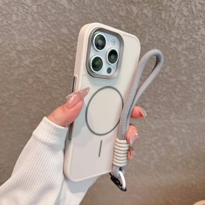 Metal Diamond Texture Lens Frame MagSafe Phone Case with Lanyard, For iPhone 16 Pro Max, For iPhone 16 Pro, For iPhone 16 Plus, For iPhone 16 – Bild 3