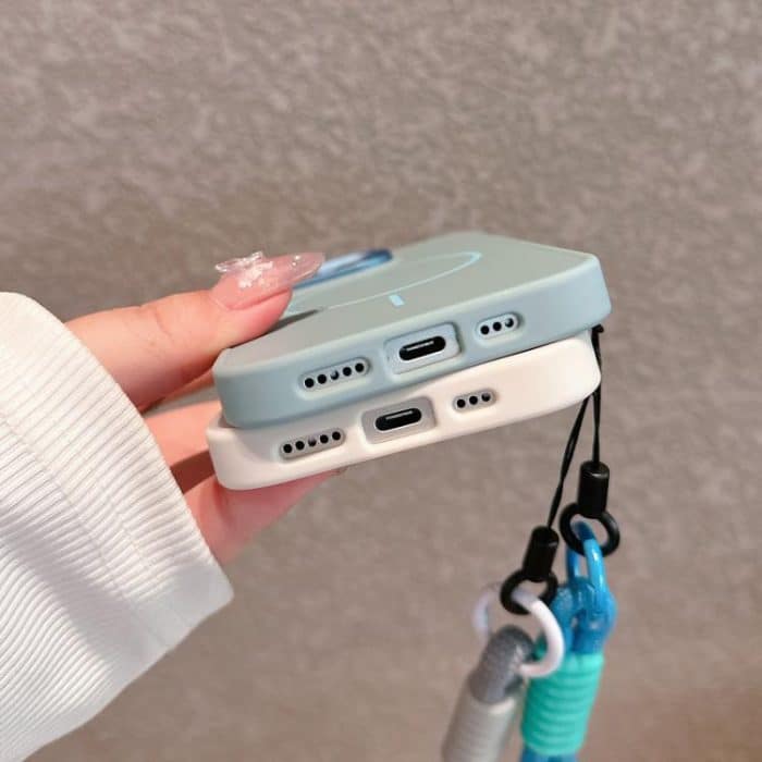 Metal Diamond Texture Lens Frame MagSafe Phone Case with Lanyard, For iPhone 15 Pro Max, For iPhone 15 Pro, For iPhone 15 Plus, For iPhone 15 – Bild 6