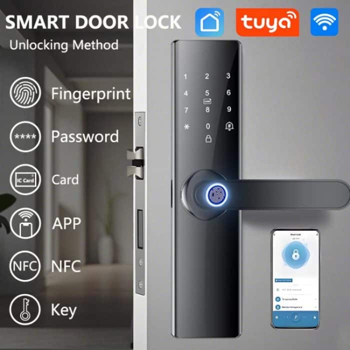 Z17 Tuya Smart WiFi Electronic Fingerprint Password Door Lock, 14.7cm, 16cm, 17cm, 18cm – Bild 2