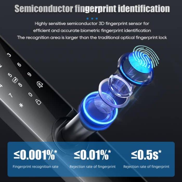 Z17 Tuya Smart WiFi Electronic Fingerprint Password Door Lock, 14.7cm, 16cm, 17cm, 18cm – Bild 3