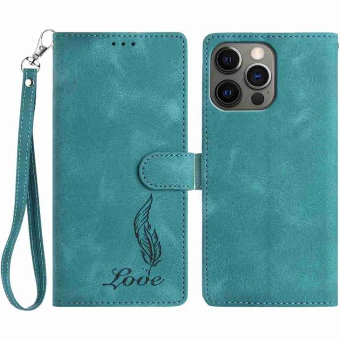 Skin Feel Embossed Feather Leather Phone Case, For iPhone 12 / 12 Pro, For iPhone 12 Pro Max, For iPhone 11 Pro Max – Bild 1