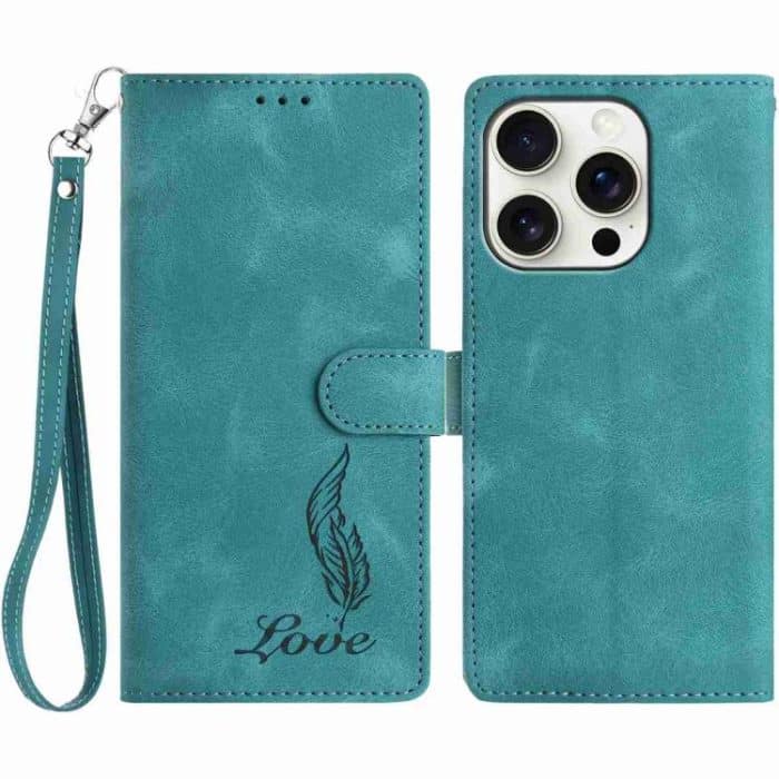 Skin Feel Embossed Feather Leather Phone Case, For iPhone 16 Pro, For iPhone 16 Plus, For iPhone 16 – Bild 1