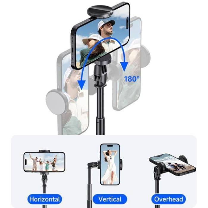 TT01 1.77m All-in-one Auto Pop Open Tripod Magnetic Remote Selfie Stick – Bild 11