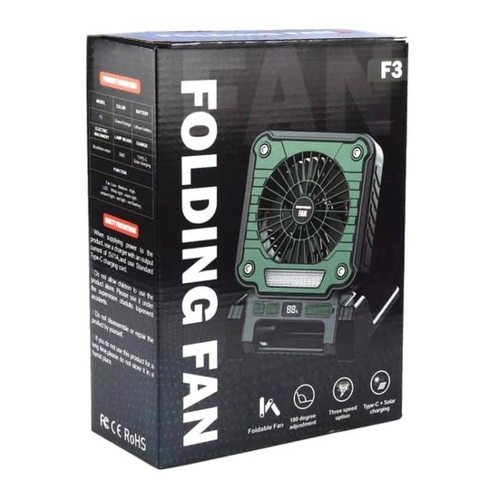 F3 Solar Powered USB Charging Portable Fan Camping Light – Bild 2