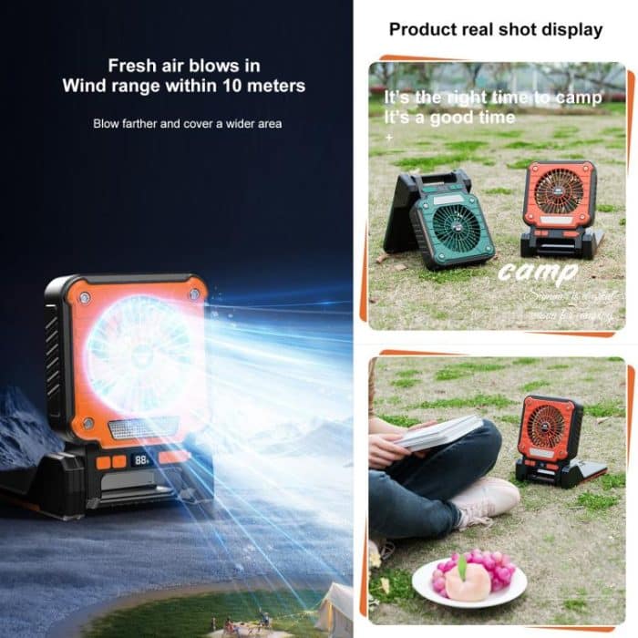 F3 Solar Powered USB Charging Portable Fan Camping Light – Bild 5