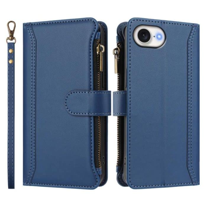 Magnetic Closure 9 Card Slots Zipper Leather Case with Hand Strap, For iPhone 16e, For iPhone 16 Pro Max, For iPhone 16 Pro, For iPhone 16 Plus – Bild 2