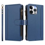 Magnetic Closure 9 Card Slots Zipper Leather Case with Hand Strap, For iPhone 14 Pro Max, For iPhone SE 2022 / 2020 / 8 / 7, For iPhone 13 Pro Max, For iPhone 13 Pro – Bild 2
