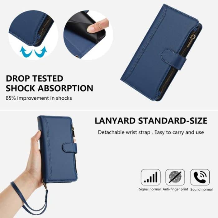 Magnetic Closure 9 Card Slots Zipper Leather Case with Hand Strap, For iPhone 11 Pro Max, For iPhone 11, For iPhone 11 Pro, For iPhone XS / X – Bild 6