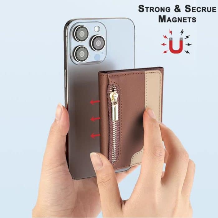 Zipper Leather Horizontal Magnetic Wallet Card Bag Case – Bild 3