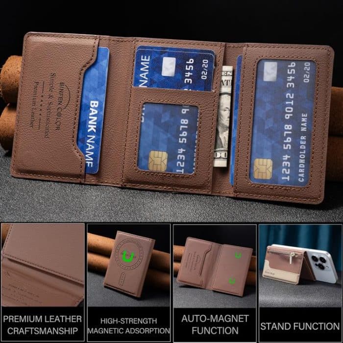 Zipper Leather Horizontal Magnetic Wallet Card Bag Case – Bild 5