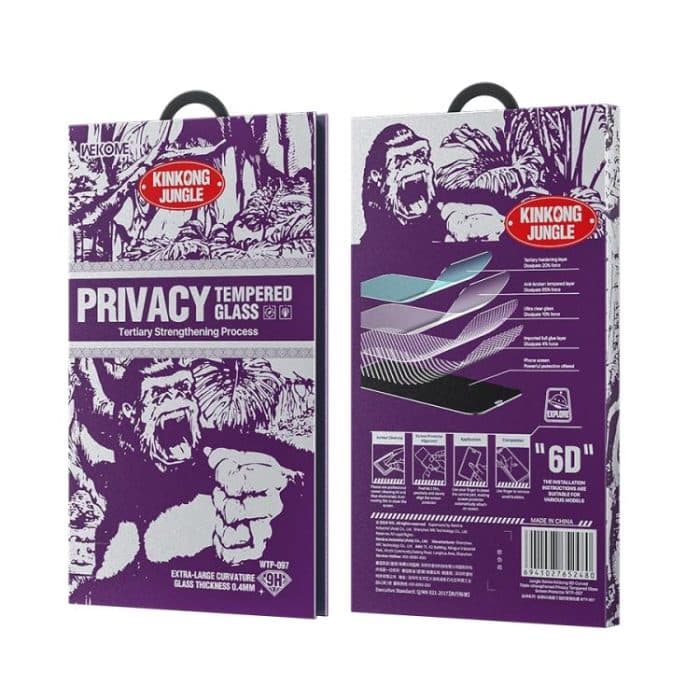 WK WTP-097 Jungle Series Kinkong 6D Curved Privacy Tempered Glass Film, For iPhone 16 Pro Max, For iPhone 16 Pro, For iPhone 16 Plus / 15 Plus, For iPhone 16 / 15, For iPhone 15 Pro Max, For iPhone 15 Pro – Bild 3