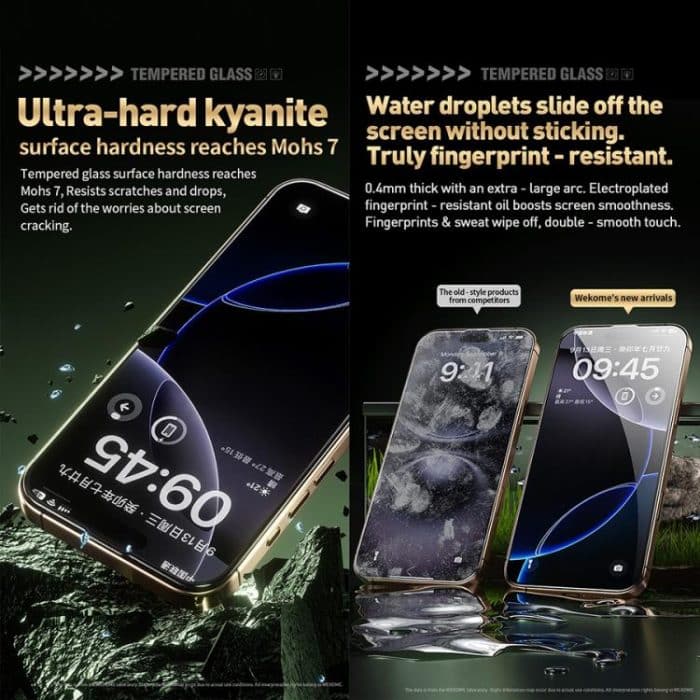 WK WTP-104 Jungle Series Kinkong Kyanite Ultra-hard 9D Curved Privacy Aluminum Glass Film, For iPhone 16 Pro Max, For iPhone 16 Pro, For iPhone 16 Plus / 15 Plus, For iPhone 16 / 15, For iPhone 15 Pro Max, For iPhone 15 Pro – Bild 5