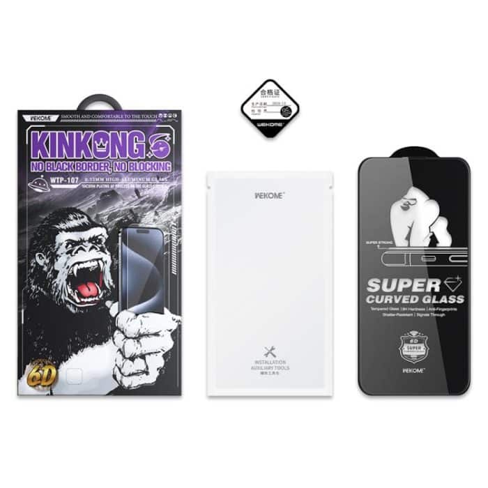 WK WTP-107 Kings KinKong 0.33mm 6D Curved HD Tempered Glass Film, No Black Frame, For iPhone 16 Pro Max, For iPhone 16 Pro, For iPhone 16 Plus / 15 Plus, For iPhone 16 / 15, For iPhone 15 Pro Max, For iPhone 15 Pro, For iPhone 13 Pro Max / 14 Plus... – Bild 3