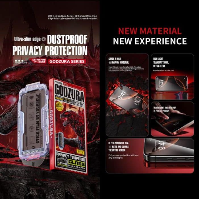 WK WTP-116 Einfach zu installierende 6D-gebogene Sichtschutzfolie aus gehärtetem Glas mit ultrafeinen Kanten, For iPhone 16 Pro Max, For iPhone 16 Pro, For iPhone 16 Plus / 15 Plus, For iPhone 16 / 15, For iPhone 15 Pro Max, For iPhone 15 Pro... – Bild 4