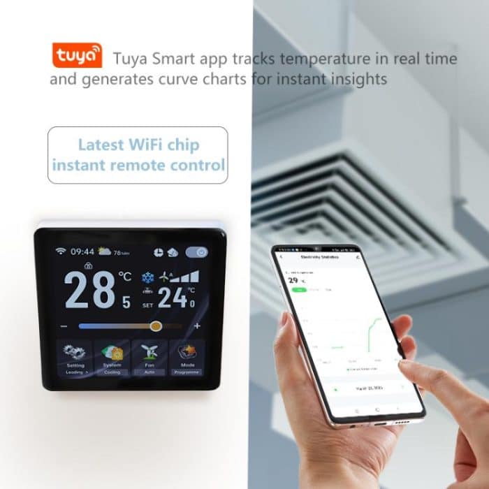 4 inch Screen Smart Room Thermostat, BAC-2005AL Two Channel, BAC-2005EL Four Channel, BAC-2005ALW Two Channel WiFi, BAC-2005ELW Four Channel WiFi – Bild 9