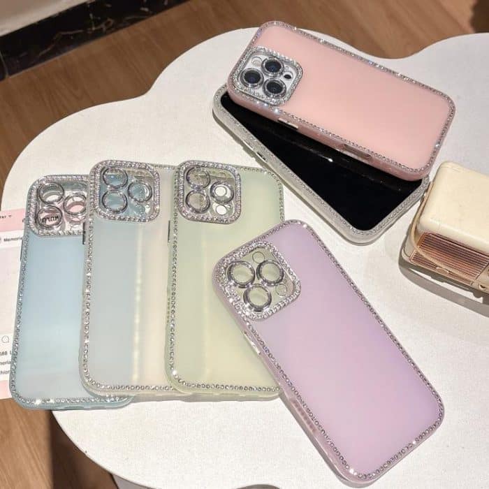Dual-Sided Rhinestone Design Matte Full Coverage Phone Case, For iPhone 15 Pro Max, For iPhone 15 Pro, For iPhone 15 Plus / 14 Plus, For iPhone 15 – Bild 2