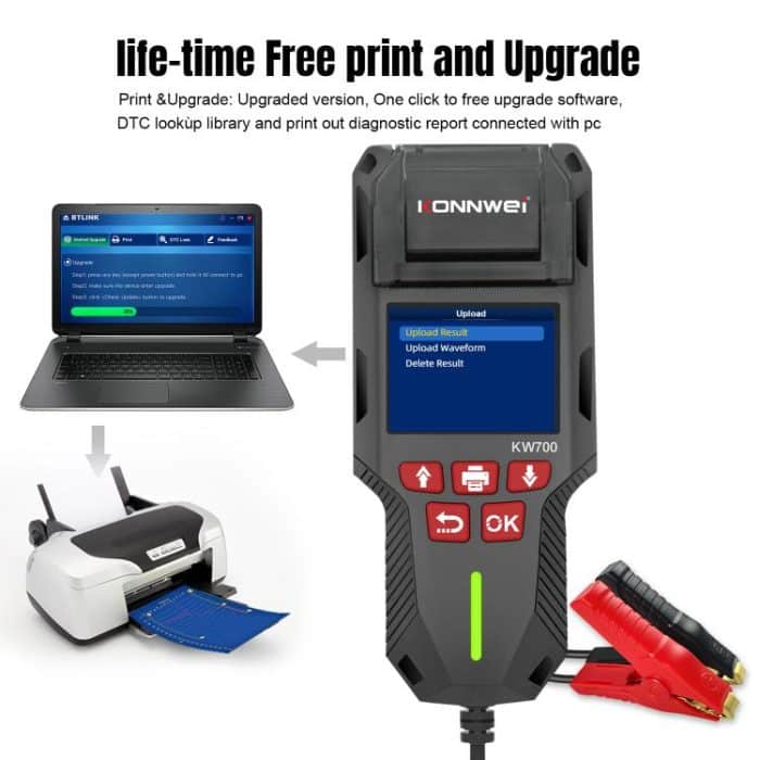KONNWEI KW700 12V / 24V 2.8 inch Color Screen Car Battery Tester with Printer, KW700 – Bild 17