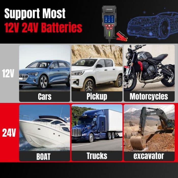 KONNWEI KW700 12V / 24V 2.8 inch Color Screen Car Battery Tester with Printer, KW700 – Bild 5