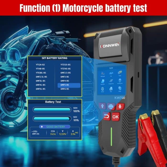 KONNWEI KW700 12V / 24V 2.8 inch Color Screen Car Battery Tester with Printer, KW700 – Bild 8